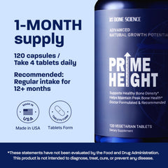 BONE SCIENCE PrimeHeight packaging close-up emphasizing value size for ongoing use