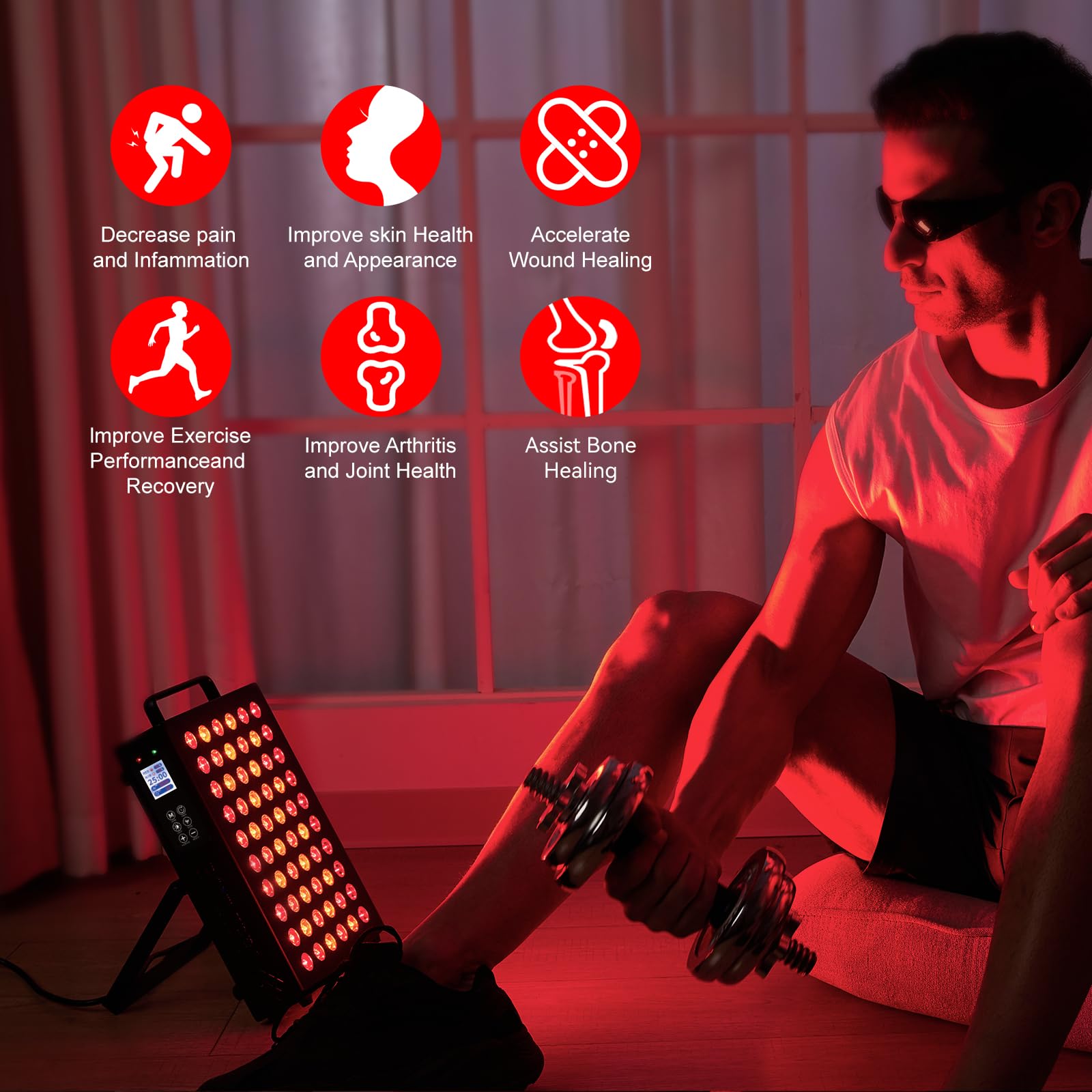 Remote control and timer beside the BONLIBRO red light panel