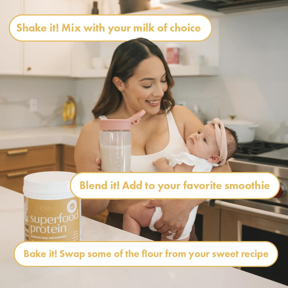 Boobie Body Vanilla Chai in a shaker, 19g protein per serving