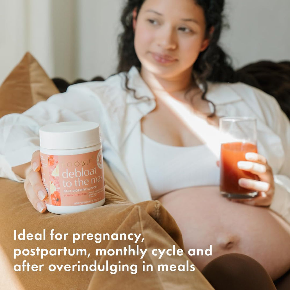 Boobie Debloat to the Max fennel seed powder highlights bloating relief after meals.
