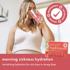 Boobie Hydromom sachets arranged for travel ready hydration