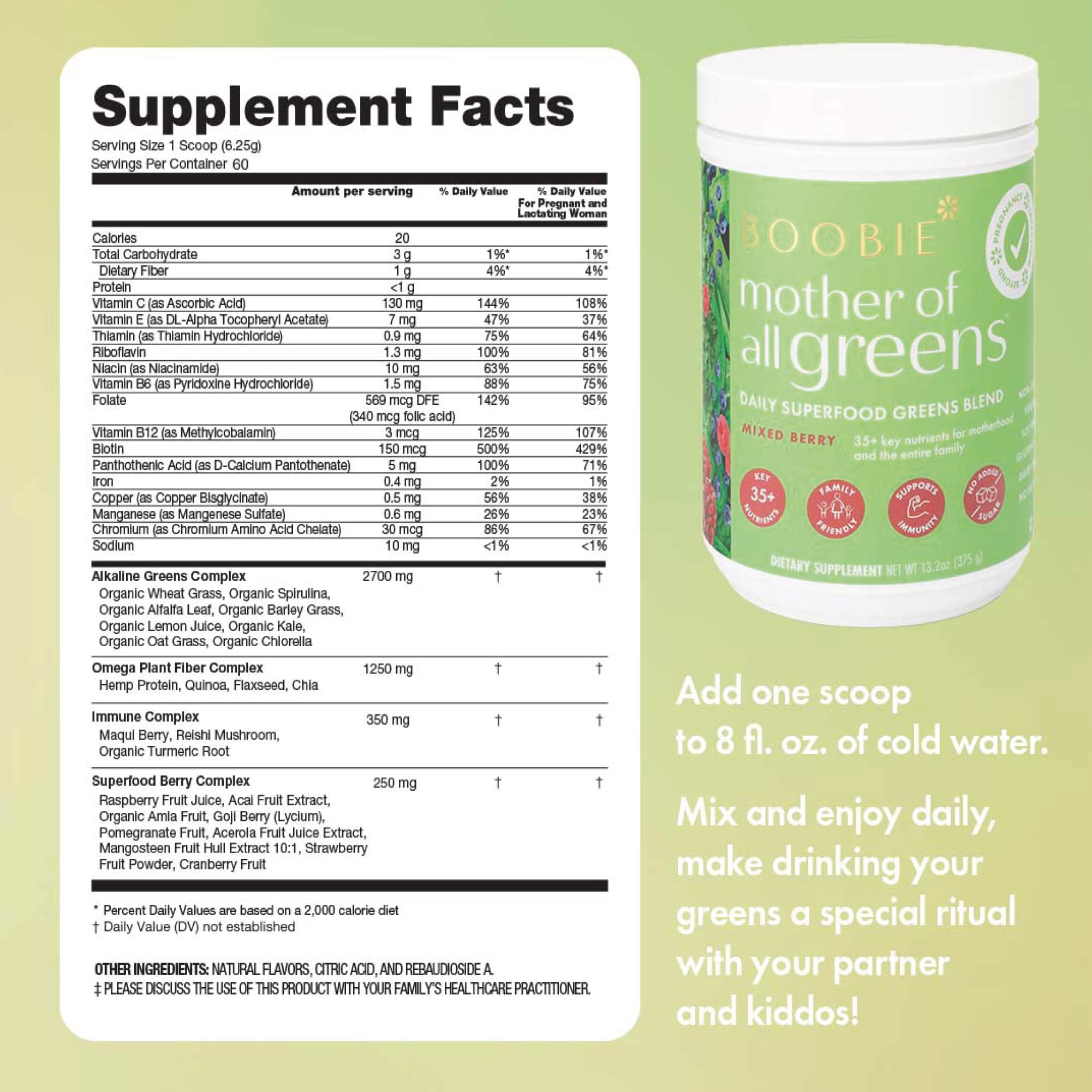 Boobie Mother of All Greens nurse-formulated formula image