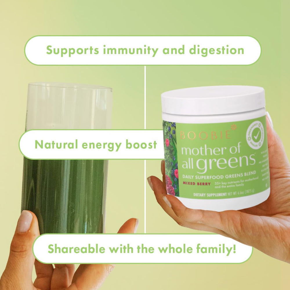 Boobie Mother of All Greens spirulina and kale harvest ingredients