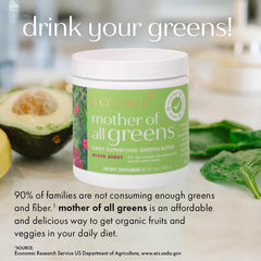Boobie Mother of All Greens spoon in glass demonstrating mixability