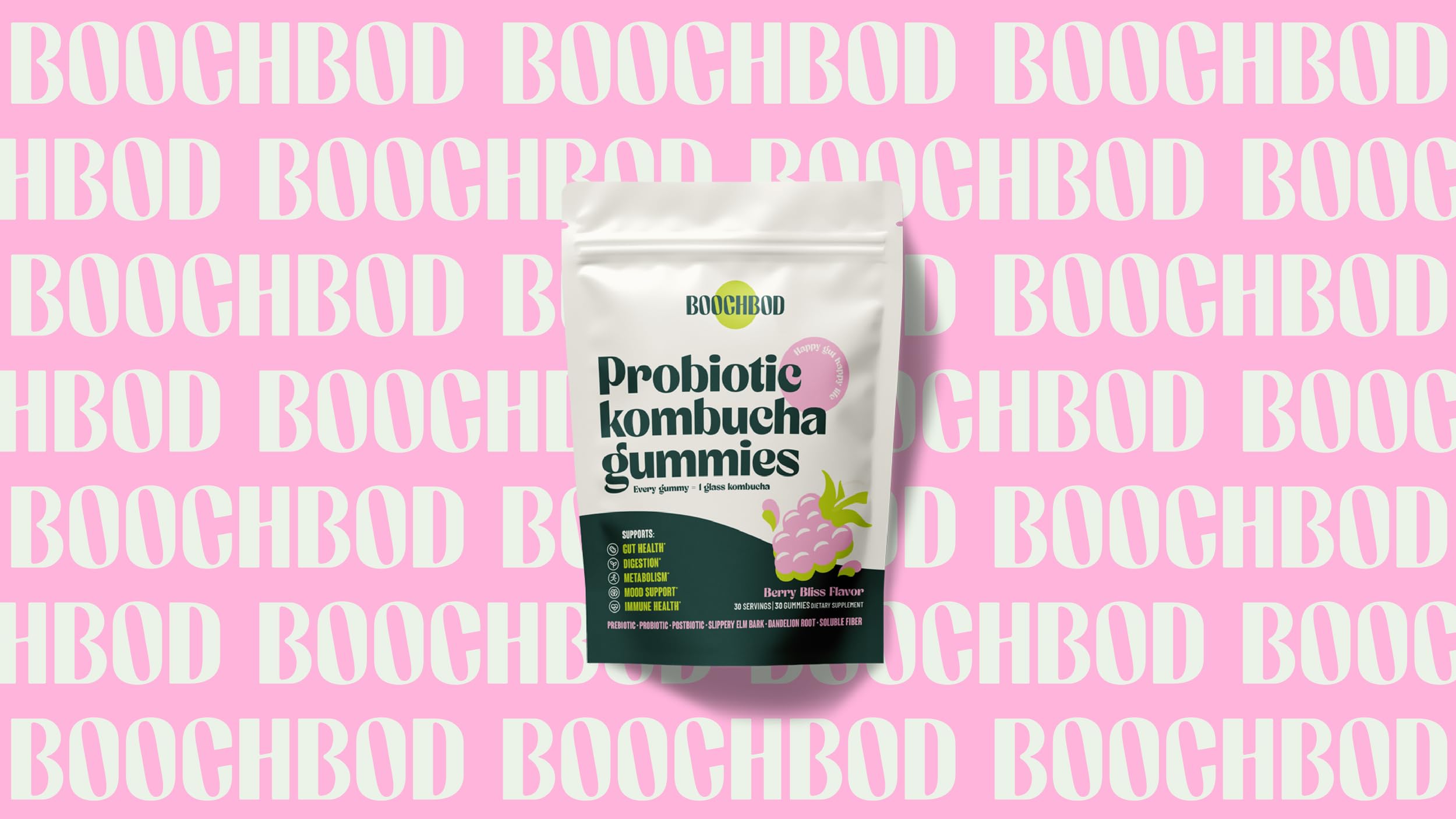 BoochBod on the go pack in a bag for easy daily routine.