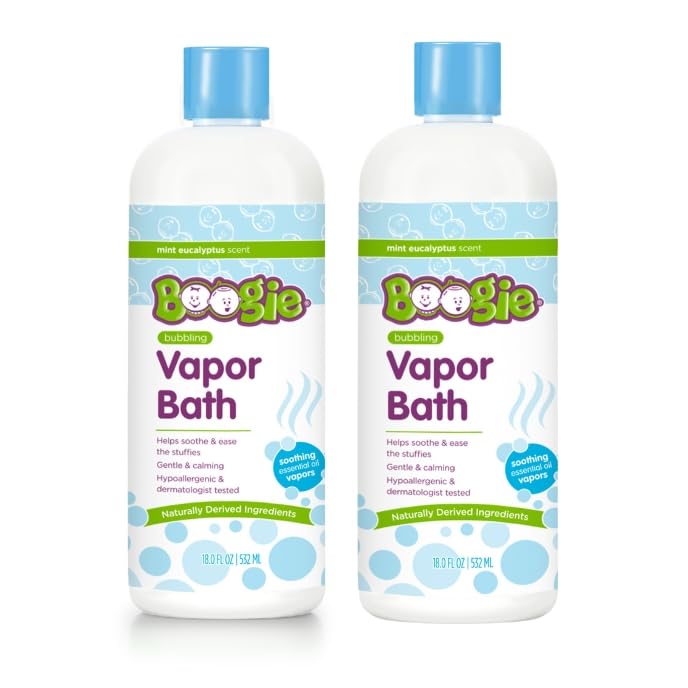 Boogie Kids Botanical Bubble Bath pour forms gentle bubbles for a soothing bath.