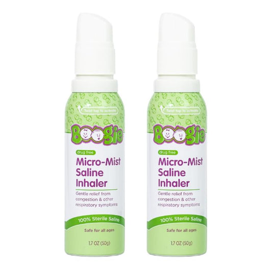 Boogie Micro-Mist saline refill pack with two cans for on-the-go nasal comfort