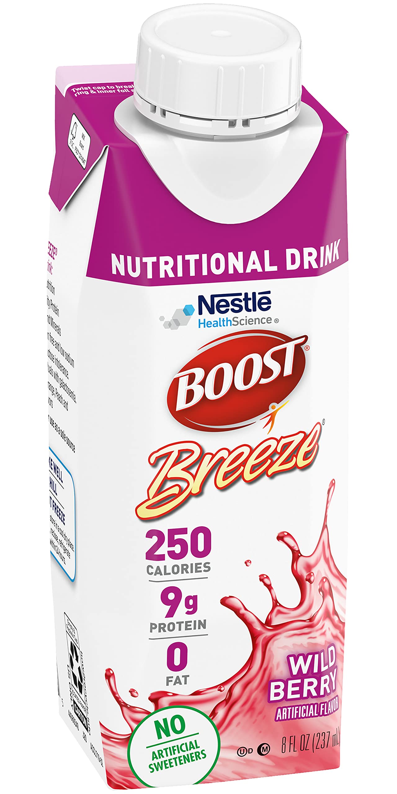 BOOST Breeze glass with straw displaying refreshing fruit flavor