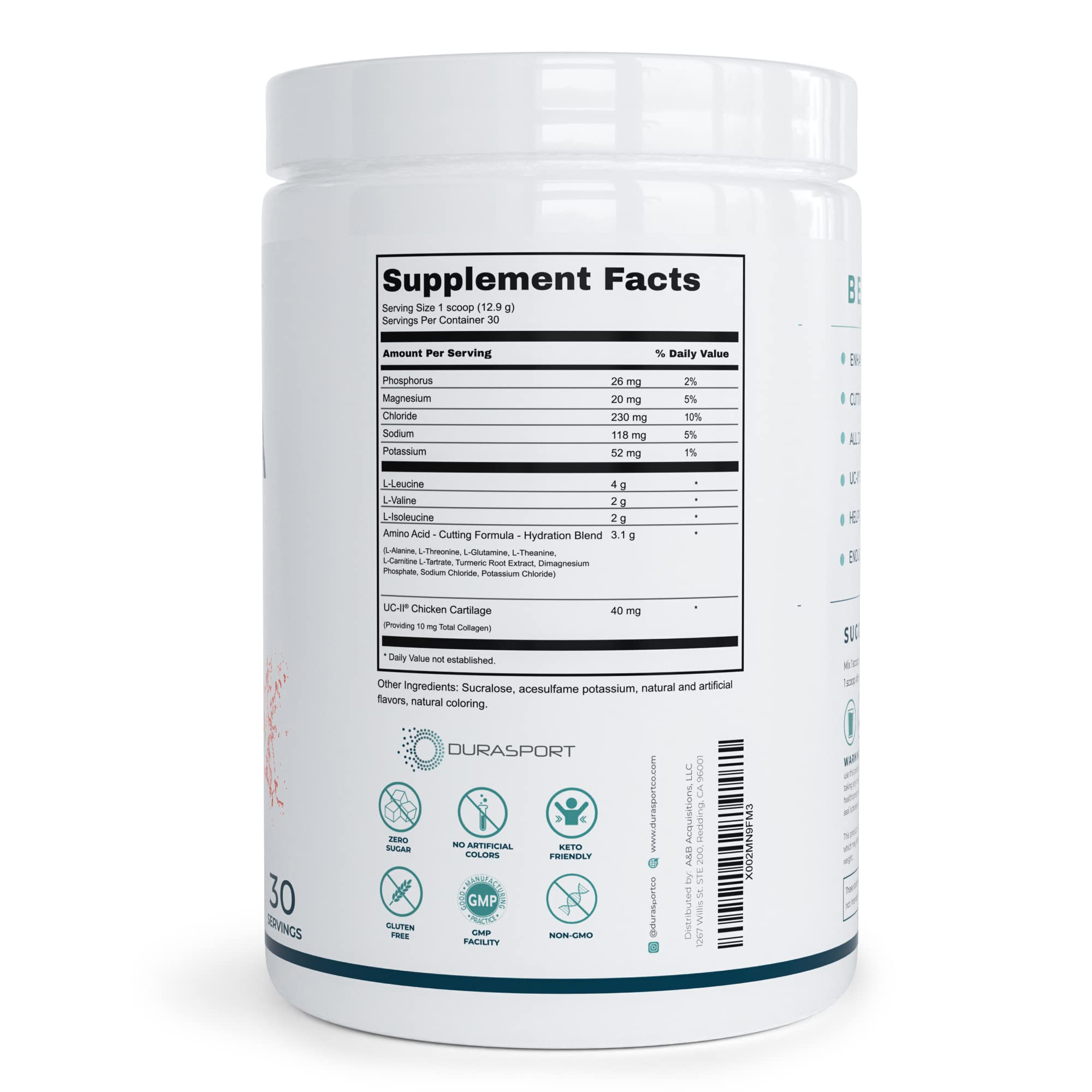 Gym scene with an athlete using Durasport post-workout for recovery
