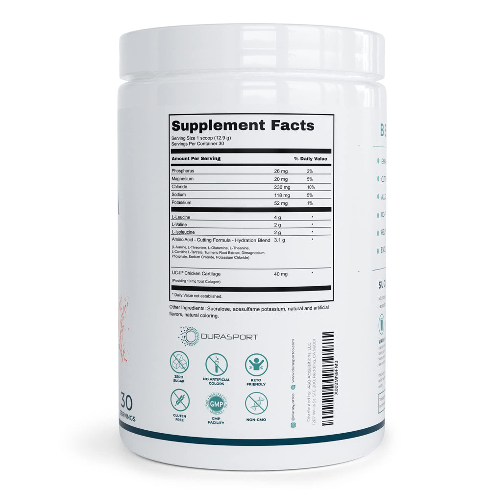 Gym scene with an athlete using Durasport post-workout for recovery