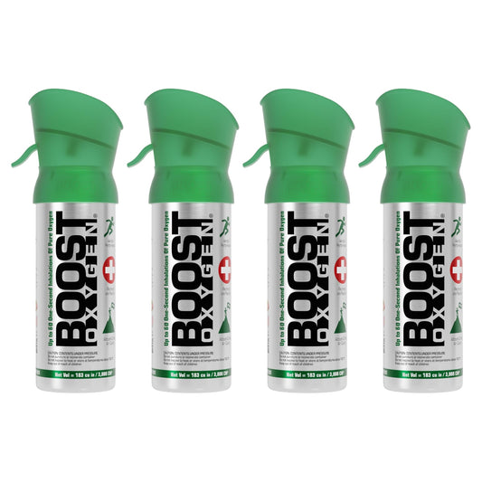 Boost Oxygen pocket-size 3L canister front view for quick respiratory support.