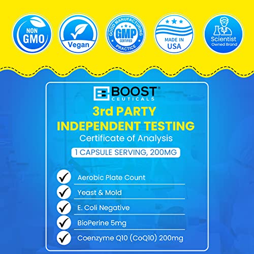 BoostCeuticals CoQ10 200mg capsules pack close-up.