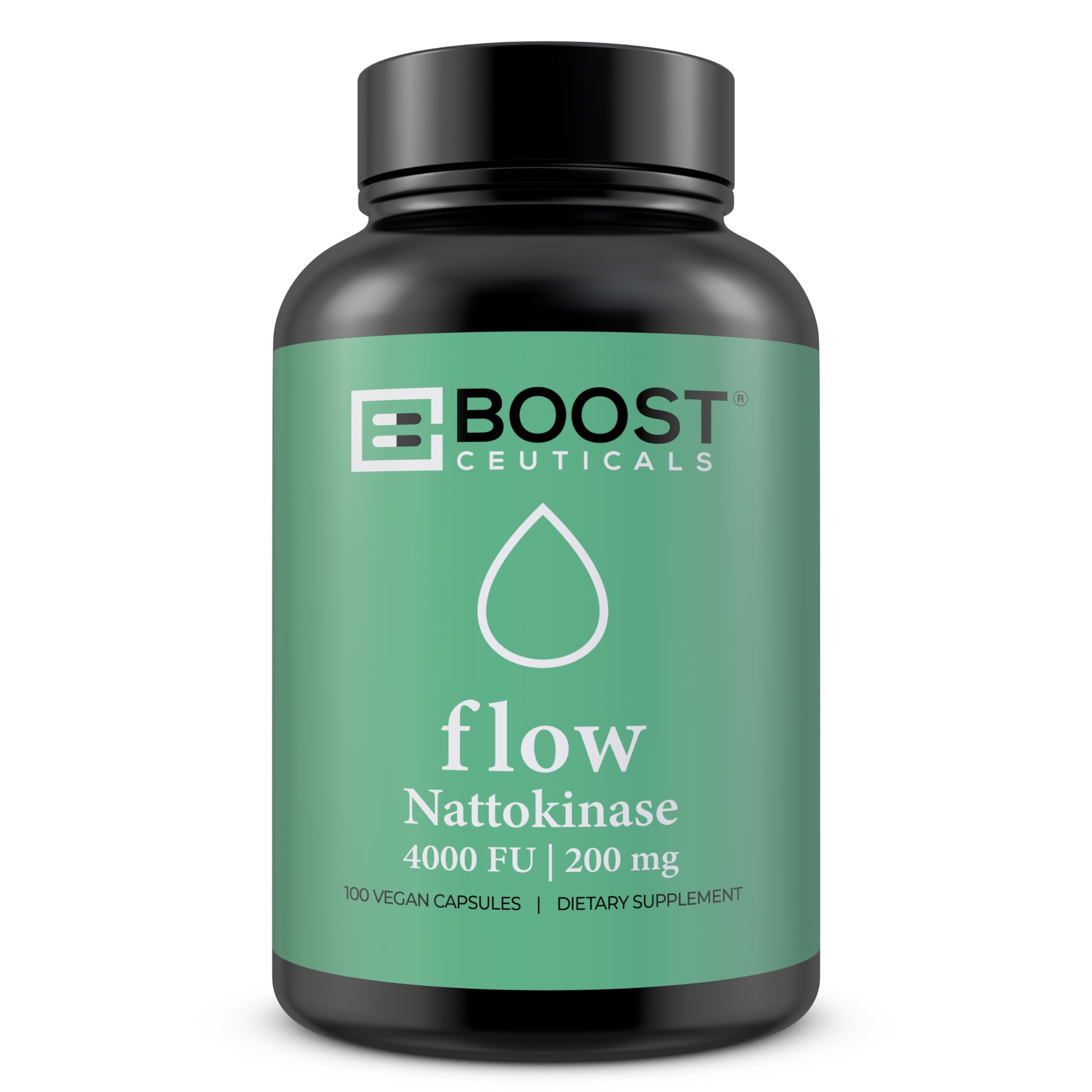 BoostCeuticals Nattokinase 4000 FU bottle front highlights potent, vegan enzyme for circulation support