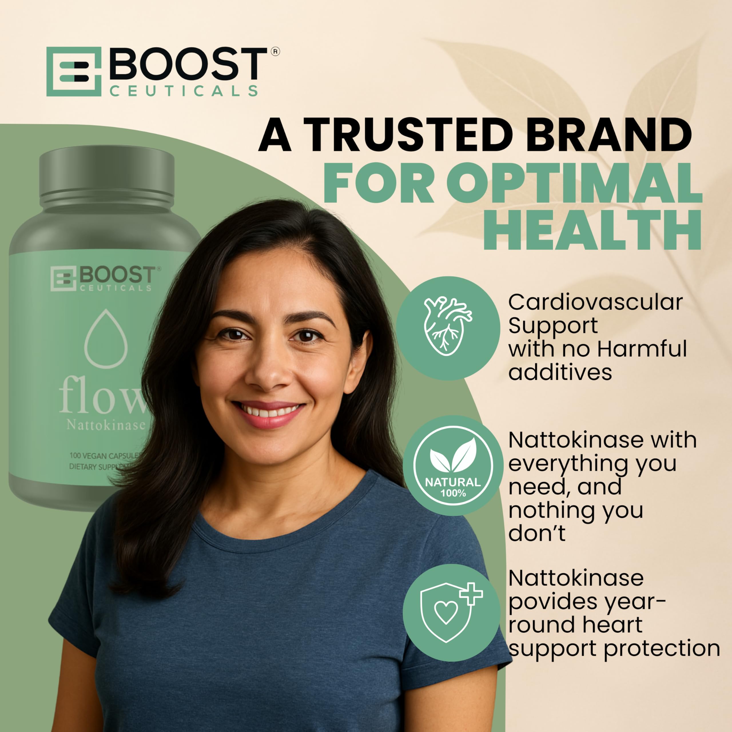 BoostCeuticals Nattokinase 4000 FU packaging on shelf suggests a long-lasting 100 day supply