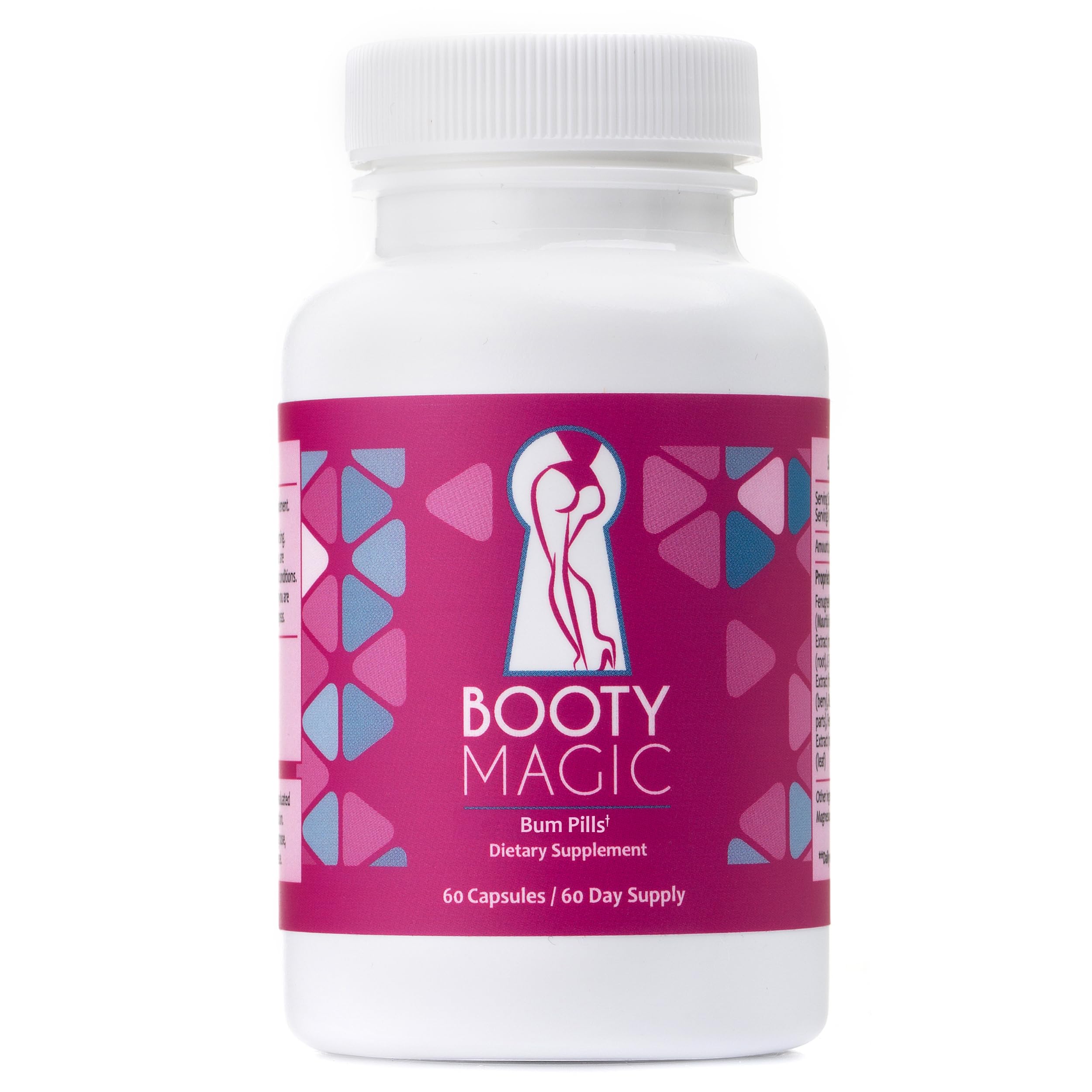 Booty Magic bottle front view for easy daily use and a fuller silhouette