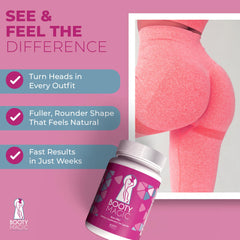 Booty Magic bottle side view highlighting compact design for daily routine
