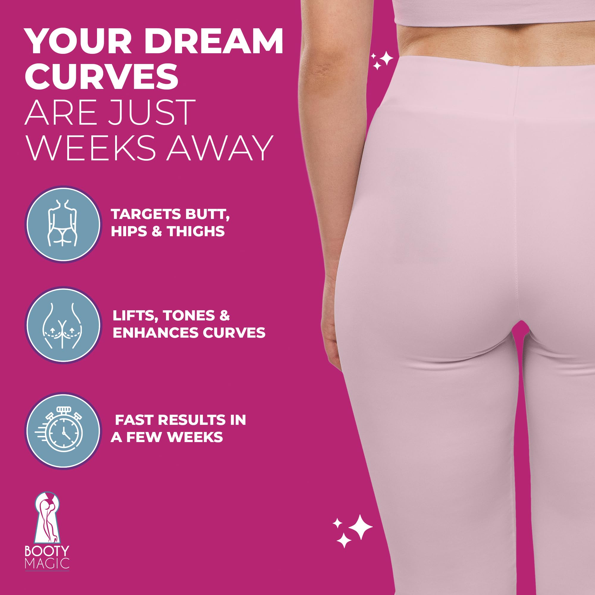 Booty Magic pills close-up as part of a simple regimen