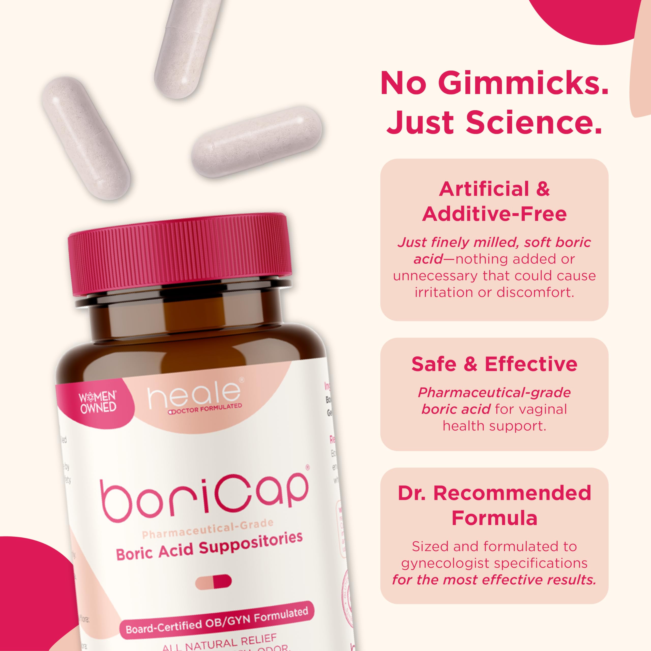 BoriCap Heale safety packaging label with ingredients and warnings