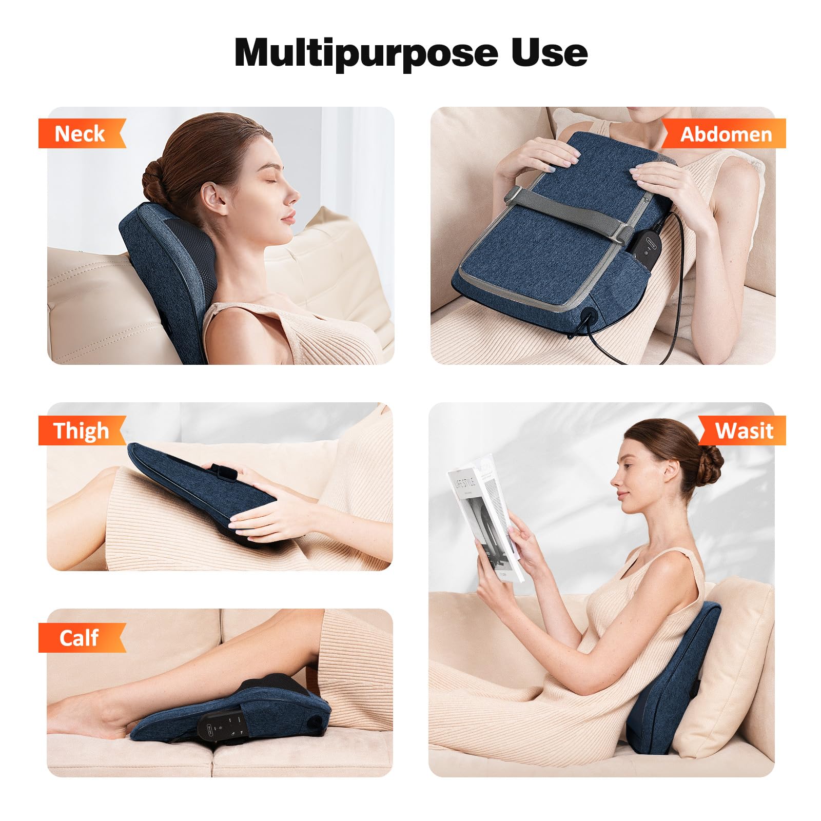 Boriwat 3D rotation rollers adapt to body curves for use at home, office, or car