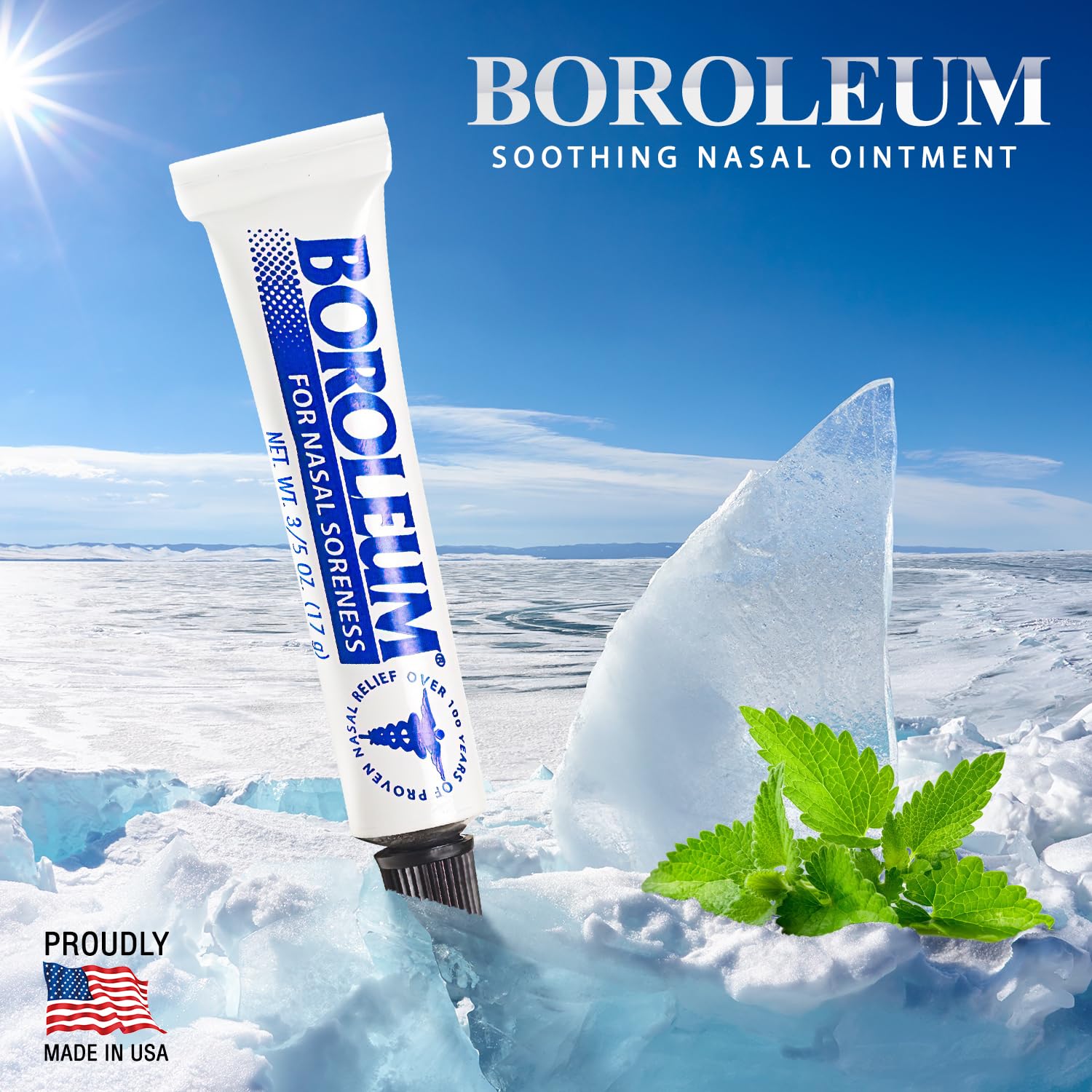 Boroleum nasal gel menthol cools and relieves irritation during allergy season.