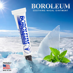 Boroleum nasal gel menthol cools and relieves irritation during allergy season.