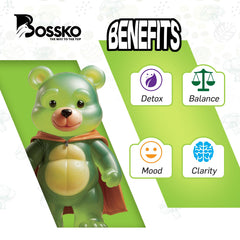 Bossko sulforaphane gummies sugar-free label highlights zero added sugar in formula
