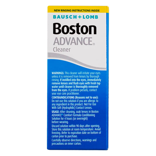 Visibly tinted cleaner aids rinsing for gas permeable lenses.