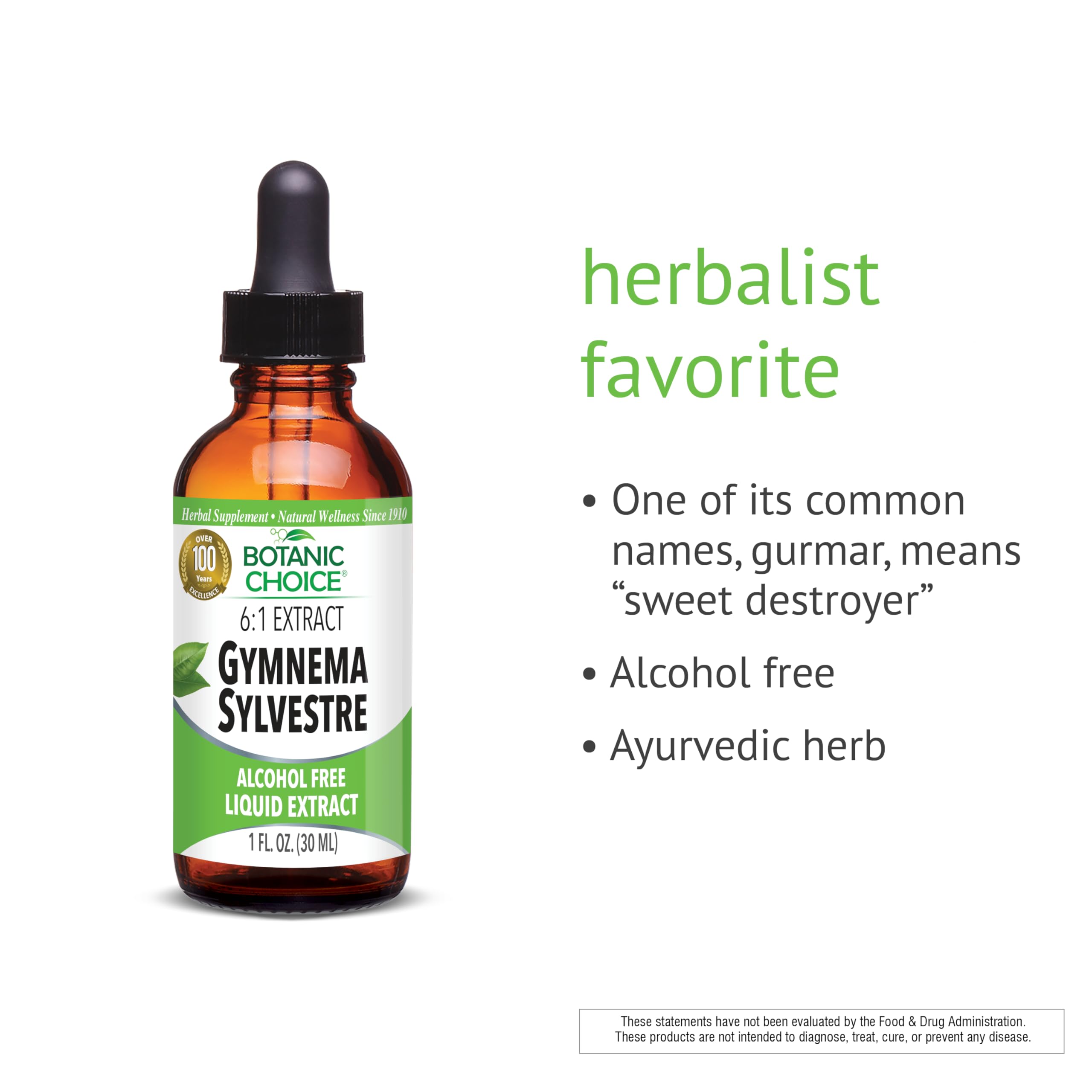 Gymnema Sylvestre label highlights alcohol-free formula for daily use