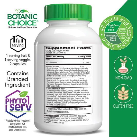 Botanic Choice Mega Fruits & Veggies capsules offer convenient daily nutrition in one swallow.