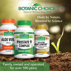 Botanic Choice Prostate 9 Complex back label shows directions and nutrition.