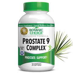 Botanic Choice Prostate 9 Complex bottle showing the softgels for urinary support.