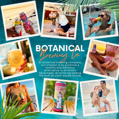 Botanical Brewing Serving idea with glass and cans suggests a refreshing moment.