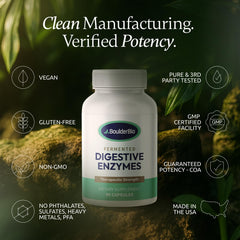 Boulder Bio Digestive Enzymes bottle and seal conveying stability and reliable sourcing.