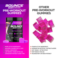Product label highlights vegan, gluten-free, and non-GMO Bounce Pro gummies.