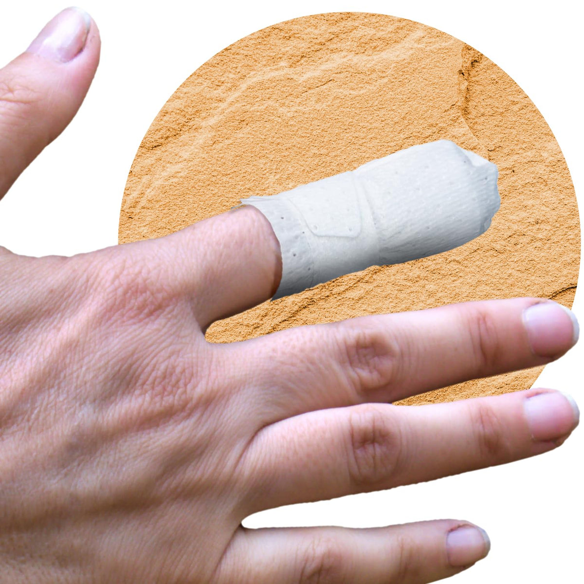 MediMitt fingermitt no-pad design protecting finger during wound care