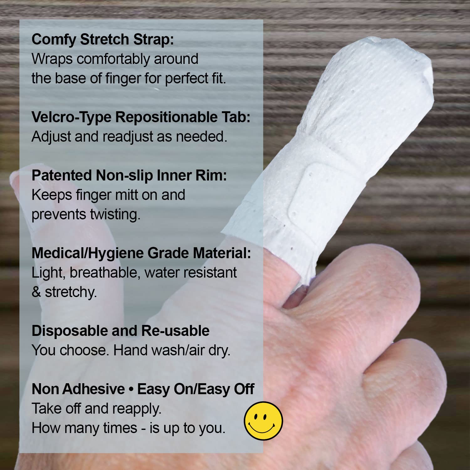 Non-slip inner rim keeps MediMitt in place without adhesives