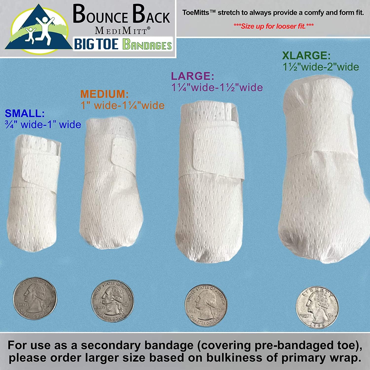 BounceBack MediMitt stretch strap wrapped around the toe for a secure fit