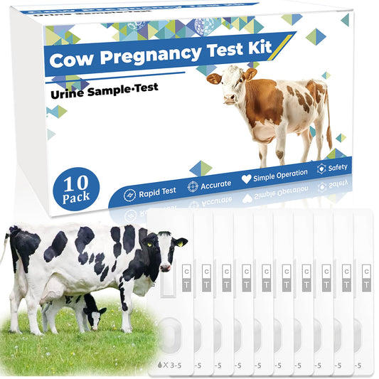 Bovine Pregnancy Test Kit 10-pack box with clear quick-use guide.