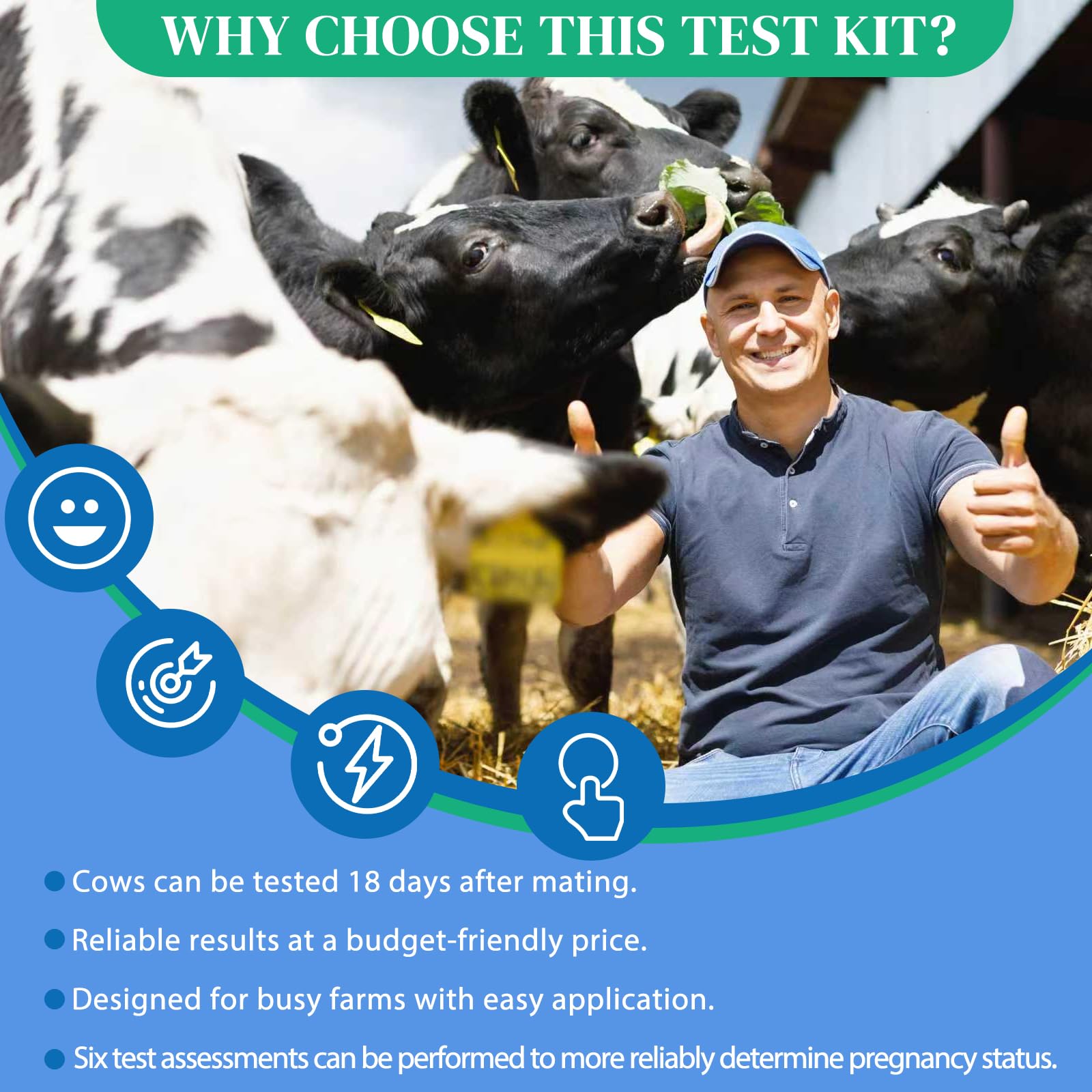 Test kit ready for use, enabling quick herd monitoring.