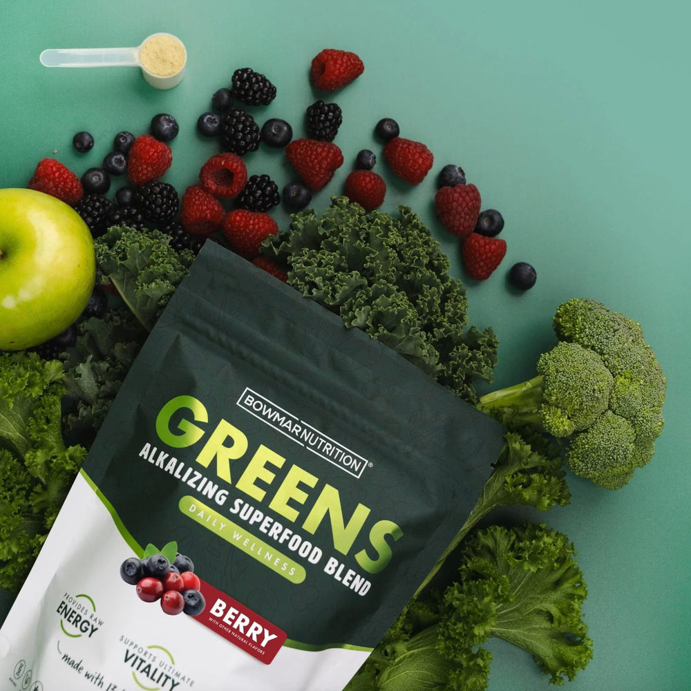 Bowmar Nutrition Greens ingredients: 13 fruits and vegetables in one green blend.