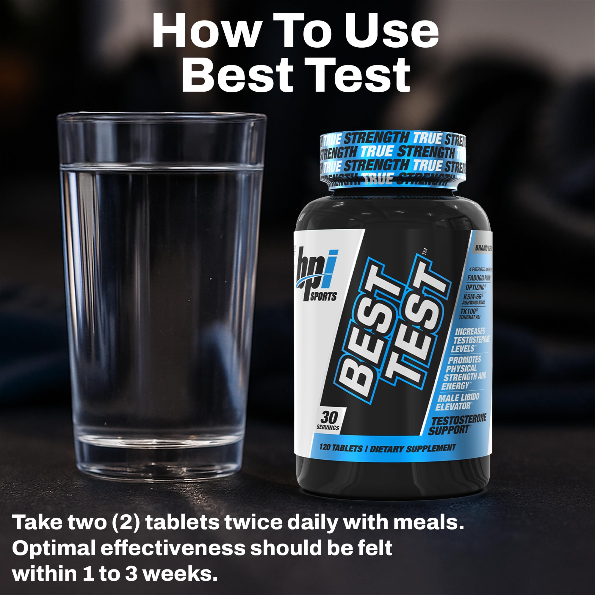 Daily-use scene with Best Test suggesting improved stamina and vigor for workouts.