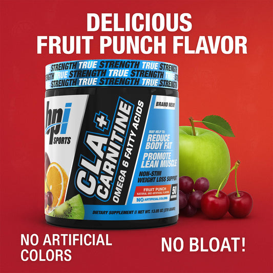 BPI Sports CLA + Carnitine bottle back lists ingredients and directions.