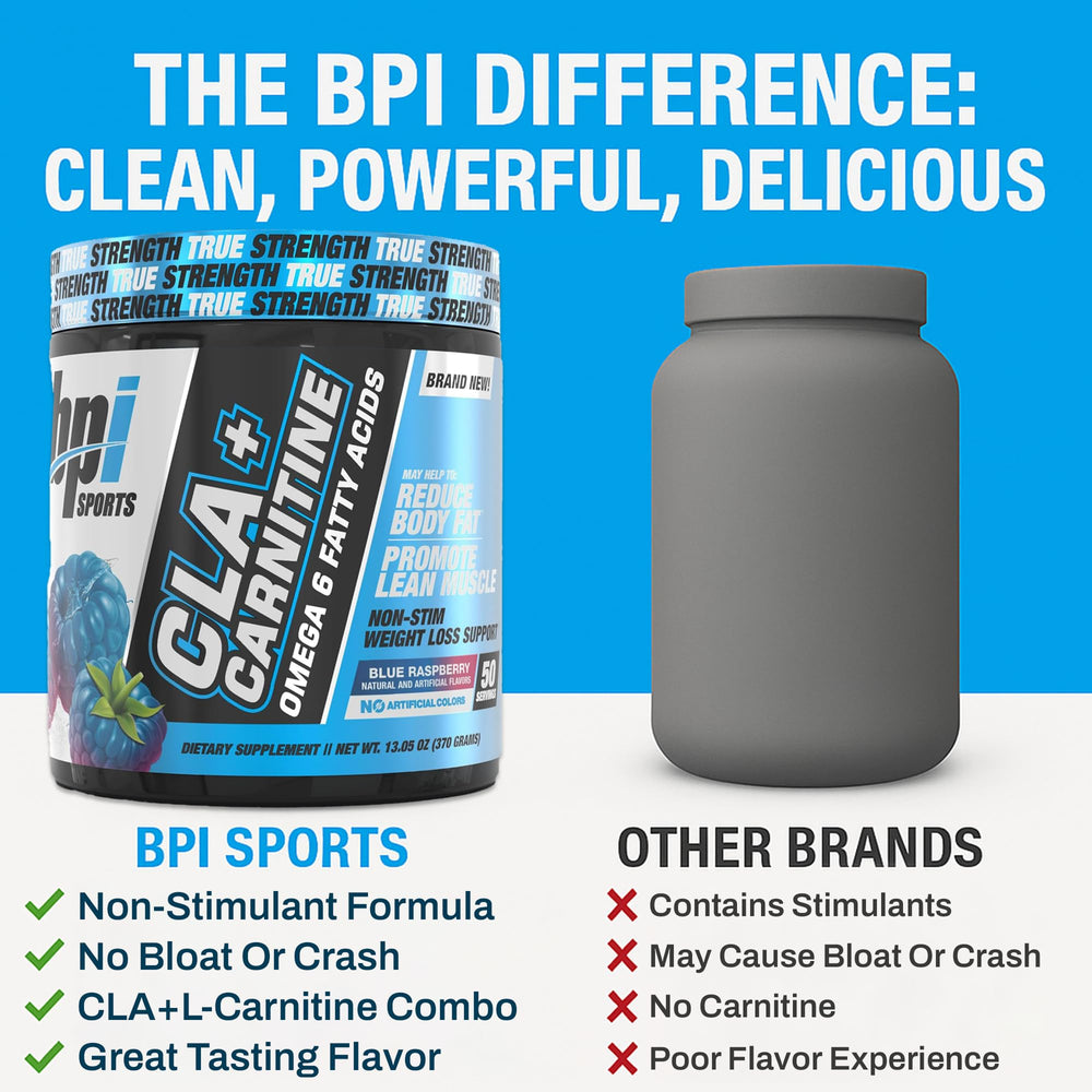 BPI Sports CLA+Carnitine serving spoon indicating convenient dosing.
