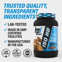 BPI Sports ISO HD shaker with mixed drink after training, convenient protein option.