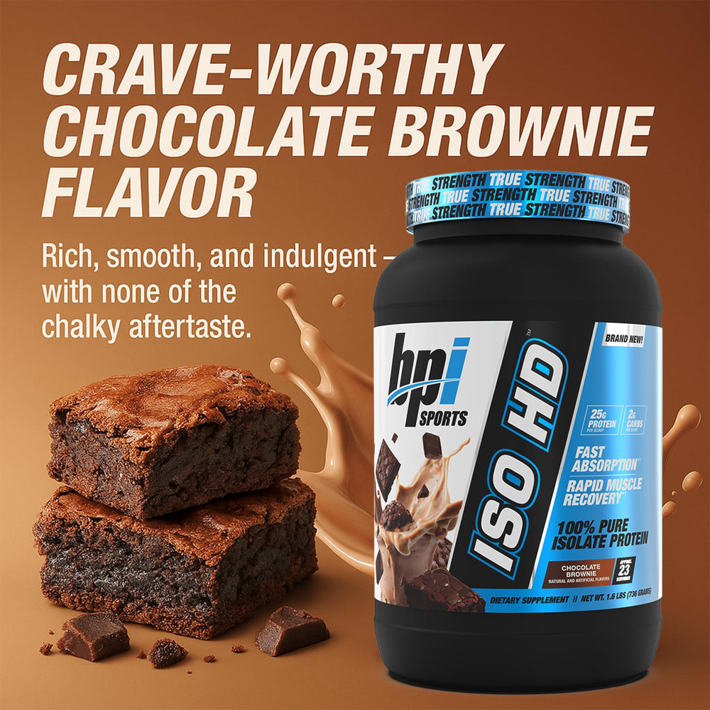 BPI Sports ISO HD shake nutrition label close-up.
