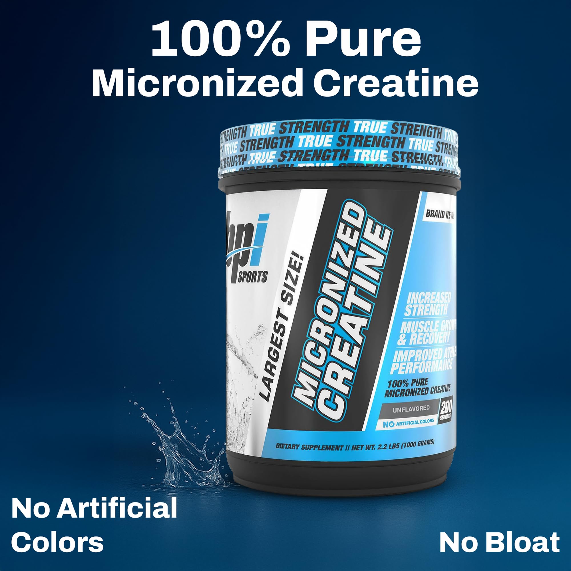 BPI Sports Micronized Creatine scoop showing a convenient daily serving.