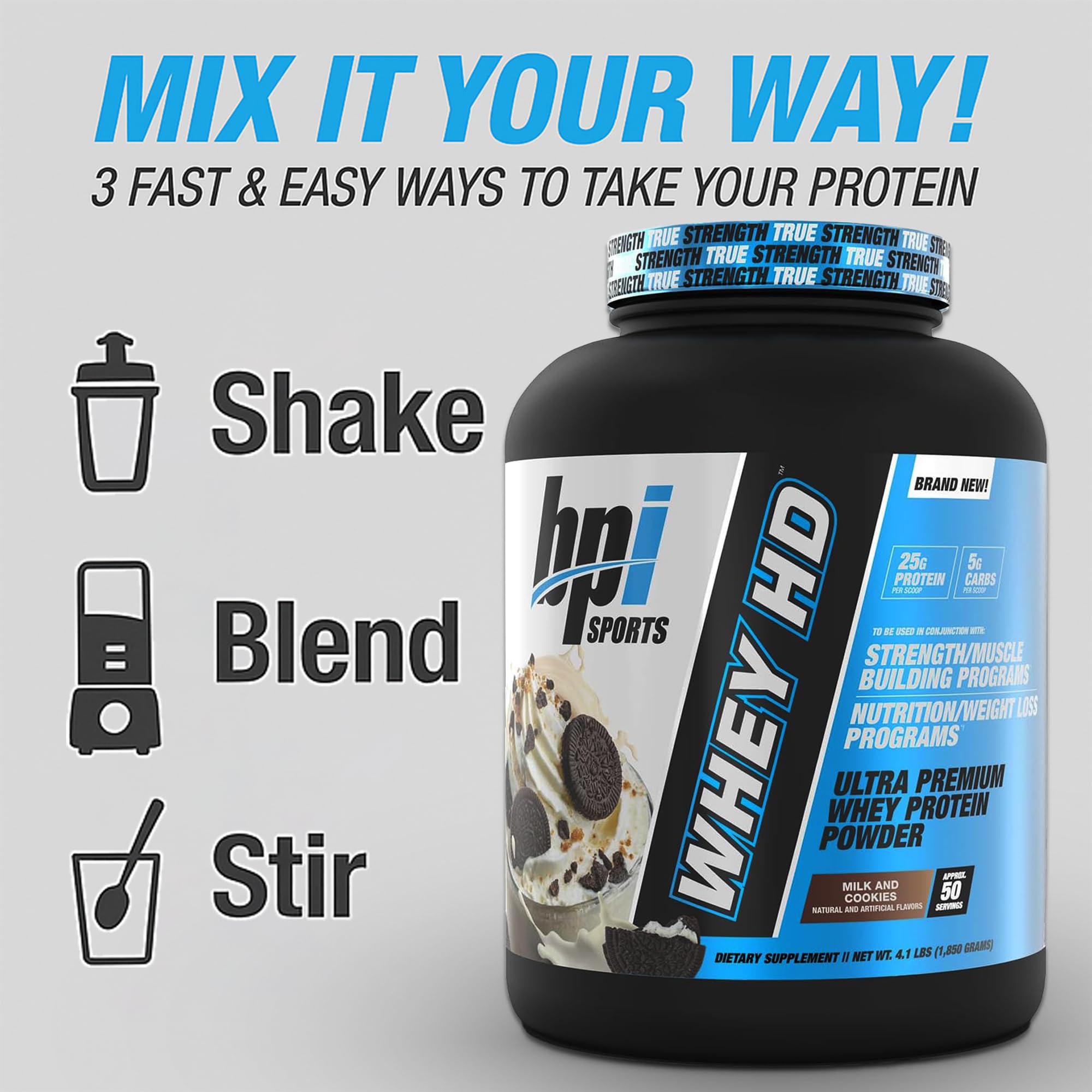 Whey HD nutrition panel close-up emphasizes low carb protein quality.