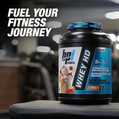 Opened Whey HD tub showing sealed interior and protein powder.