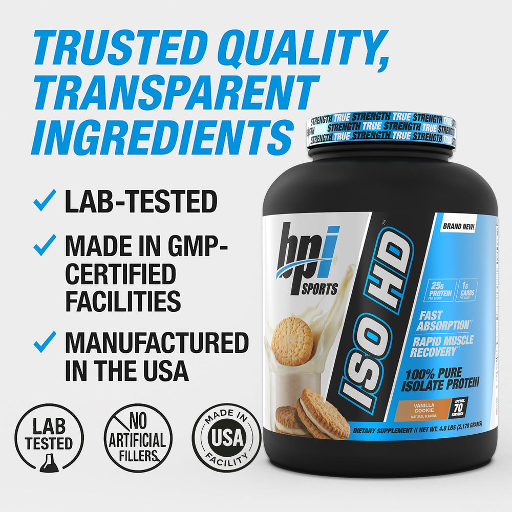 BPI Sports ISO HD athlete training setup conveys a performance-focused supplement