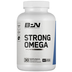 Bare Performance Nutrition Strong Omega soft gels bottle front for daily omega-3 support.